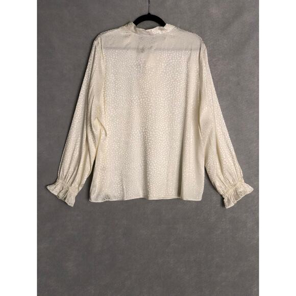 Rafaella Women's 1X Front Tie Puff Sleeve Blouse Top in Star White NEW - Picture 5 of 6